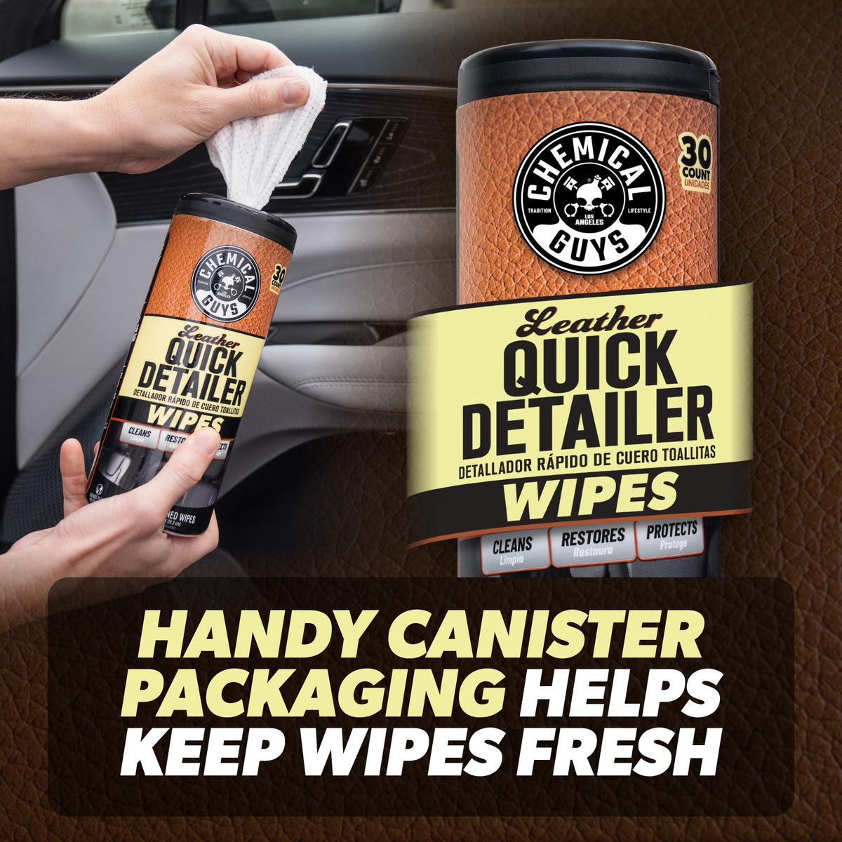 Leather Quick Detailer Wipes 3-Pack Kit