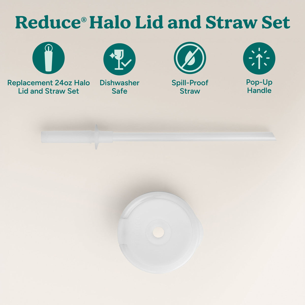 Halo Medium Lid & Straw Set