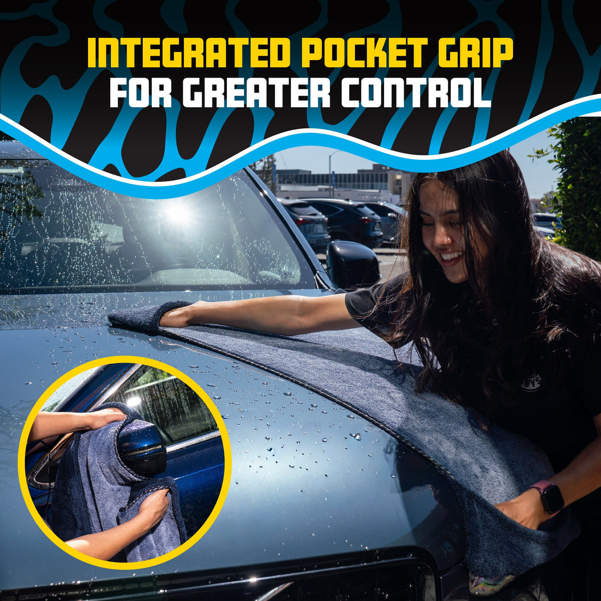 Megalodon Pocket Grip Twisted Loop Microfiber Drying Towel